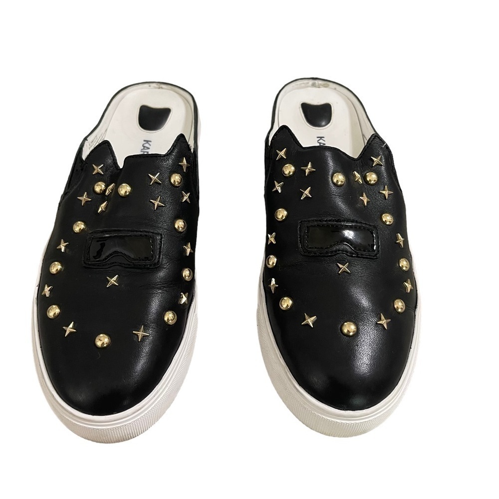 Karl Lagerfeld Paris "Eisley" Slip On Mule Sneakers in Black and Gold Size 6.5 - Picture 2 of 9